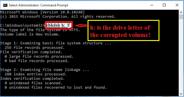 cmd chkdsk to repair sd card