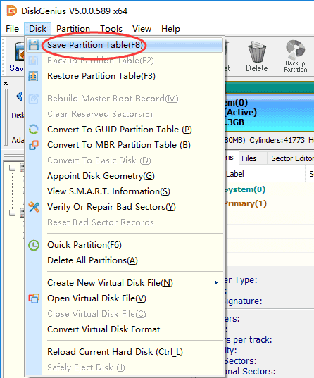 Diskgenius recover lost partition table