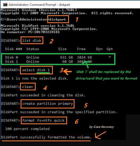 Format RAW SD card using CMD