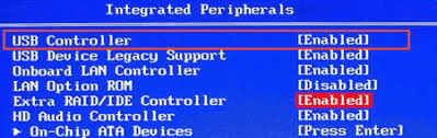 enable usb in bios
