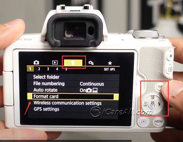 format memory card on camera