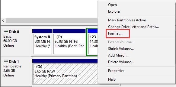 Format the SD card on Windows