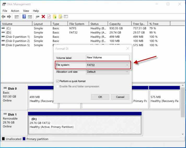 USB format FAT32