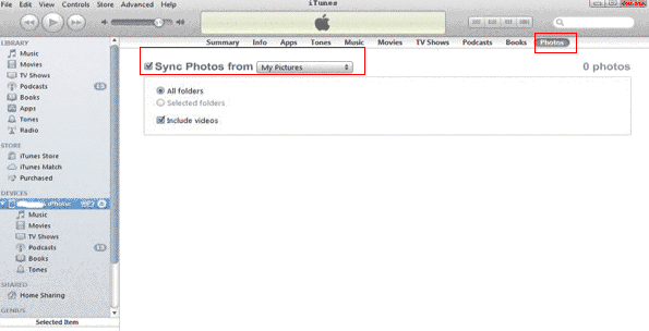 sync photos with itunes