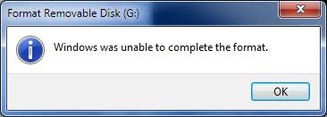 Windows was unable to complete the format for the SD card